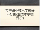希望职业技术学校好不好(职业技术学校评价)