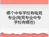 哪个中专学校有电竞专业(电竞专业中专学校有哪些)