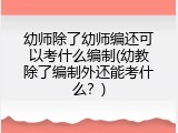 幼师除了幼师编还可以考什么编制(幼教除了编制外还能考什么？)