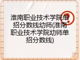 淮南职业技术学院单招分数线幼师(淮南职业技术学院幼师单招分数线)