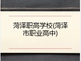 菏泽职高学校(菏泽市职业高中)