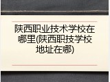 陕西职业技术学校在哪里(陕西职技学校地址在哪)