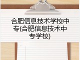 合肥信息技术学校中专(合肥信息技术中专学校)