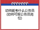 幼师能考什么公务员(幼师可报公务员岗位)