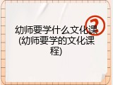 幼师要学什么文化课(幼师要学的文化课程)