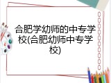 合肥学幼师的中专学校(合肥幼师中专学校)