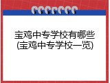 宝鸡中专学校有哪些(宝鸡中专学校一览)