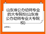 山东省公办幼师专业的大专院校(山东省公办幼师专业大专院校)