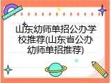 山东幼师单招公办学校推荐(山东省公办幼师单招推荐)