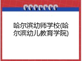 哈尔滨幼师学校(哈尔滨幼儿教育学院)