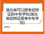 湖北省可以报考幼师证的中专学校(湖北省幼师证报考中专学校)