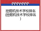 挖掘机技术学校排名(挖掘机技术学校排名)