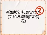 新加坡幼师真实收入(新加坡幼师薪资情况)