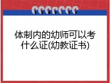 体制内的幼师可以考什么证(幼教证书)