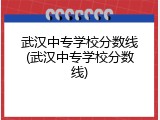 武汉中专学校分数线(武汉中专学校分数线)