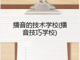 播音的技术学校(播音技巧学校)