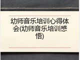 幼师音乐培训心得体会(幼师音乐培训感悟)