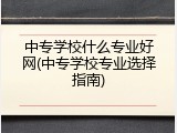 中专学校什么专业好网(中专学校专业选择指南)