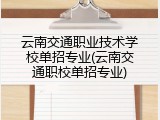 云南交通职业技术学校单招专业(云南交通职校单招专业)