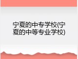 宁夏的中专学校(宁夏的中等专业学校)