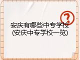 安庆有哪些中专学校(安庆中专学校一览)