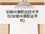 安徽中澳职业技术学校(安徽中澳职业学校)