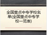 全国重点中专学校名单(全国重点中专学校一览表)