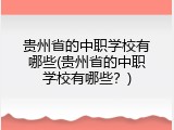 贵州省的中职学校有哪些(贵州省的中职学校有哪些?)