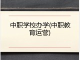 中职学校办学(中职教育运营)
