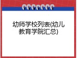 幼师学校列表(幼儿教育学院汇总)