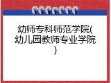 幼师专科师范学院(幼儿园教师专业学院)