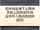 初中毕业考不上高中怎样上幼师(初中毕业未升入高中的幼师途径)