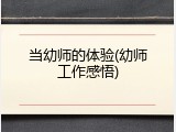 当幼师的体验(幼师工作感悟)