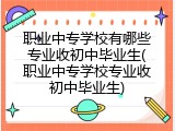 职业中专学校有哪些专业收初中毕业生(职业中专学校专业收初中毕业生)