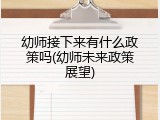 幼师接下来有什么政策吗(幼师未来政策展望)