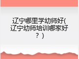 辽宁哪里学幼师好(辽宁幼师培训哪家好？)