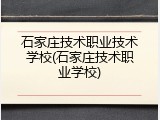 石家庄技术职业技术学校(石家庄技术职业学校)
