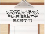 东莞信息技术学校校草(东莞信息技术学校最帅学生)