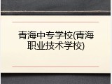 青海中专学校(青海职业技术学校)