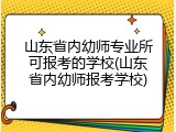 山东省内幼师专业所可报考的学校(山东省内幼师报考学校)