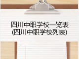 四川中职学校一览表(四川中职学校列表)