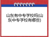 山东有中专学校吗(山东中专学校有哪些)
