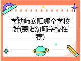 学幼师襄阳哪个学校好(襄阳幼师学校推荐)
