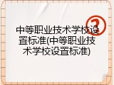 中等职业技术学校设置标准(中等职业技术学校设置标准)
