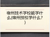 宿州技术学校能学什么(宿州技校学什么？)