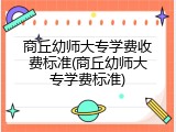 商丘幼师大专学费收费标准(商丘幼师大专学费标准)