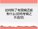 幼师除了考国编还能考什么(幼师考编之外选项)