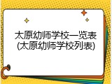 太原幼师学校一览表(太原幼师学校列表)