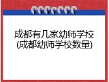 成都有几家幼师学校(成都幼师学校数量)