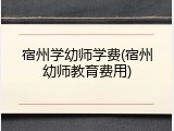 宿州学幼师学费(宿州幼师教育费用)